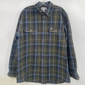 Carhartt S216 OLV RegularHeavyweight Flannel Long Sleeve Plaid Mens Shirt Sz L